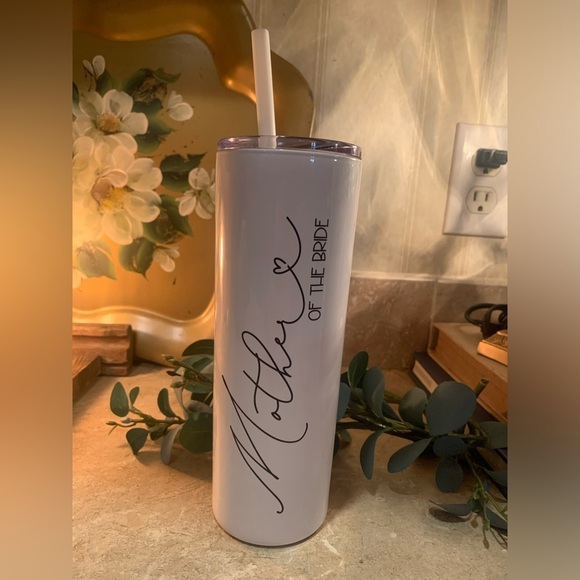 Mars Maker Skinny Matte Tumbler 20oz W/straw Mother Of The Bride. Used Once. - Picture 1 of 5